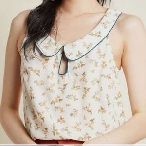 MODCLOTH Floral Peter Pan Collar Sleeveless M